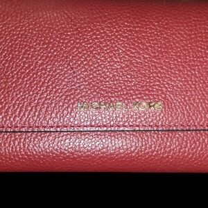Michael Kors Red Leather Trifold Wallet